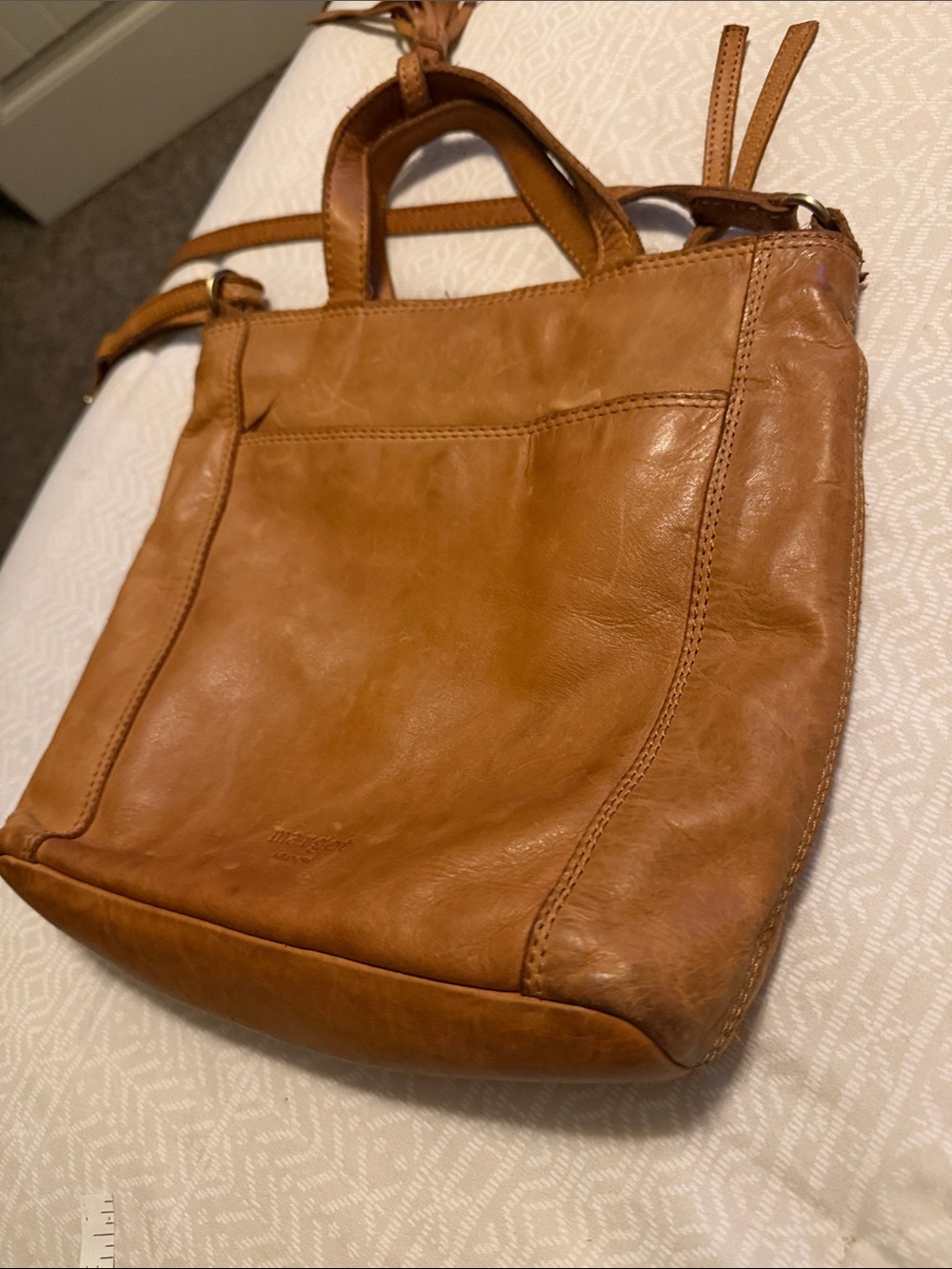 margot Tan Leather Crossbody Bag with Tassel - Picture 15 of 16
